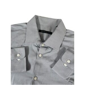 John Varvatos Gray White Geometric Long‎ Sleeve Button Up Shirt Men's 16.5 32/33